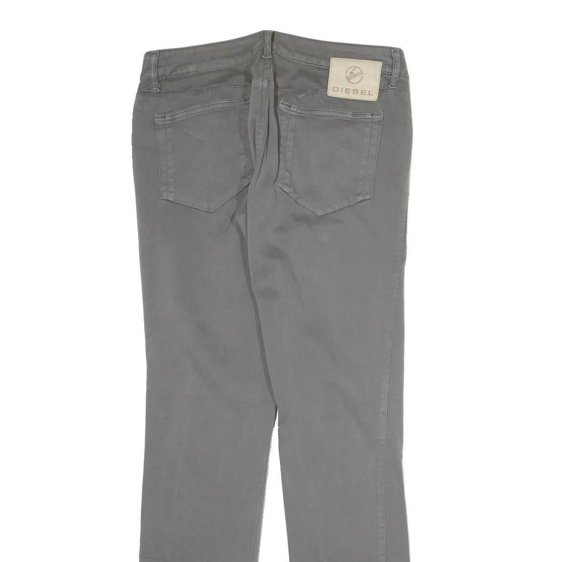 DIESEL Womens Cotton Blend Grey Slim Straight Trousers W28 L30 Stylish Comfort