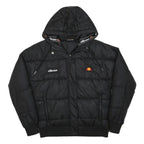 ELLESSE Womens Black Puffer Hooded Jacket UK 6 Polyester Zip Outdoor Winter