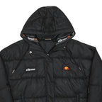 ELLESSE Womens Black Puffer Hooded Jacket UK 6 Polyester Zip Outdoor Winter