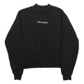 CHAMPION Womens Black Crew Neck S Logo Embroidered Sweatshirt Cotton Blend