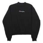 CHAMPION Womens Black Crew Neck S Logo Embroidered Sweatshirt Cotton Blend