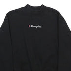 CHAMPION Womens Black Crew Neck S Logo Embroidered Sweatshirt Cotton Blend