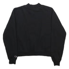 CHAMPION Womens Black Crew Neck S Logo Embroidered Sweatshirt Cotton Blend