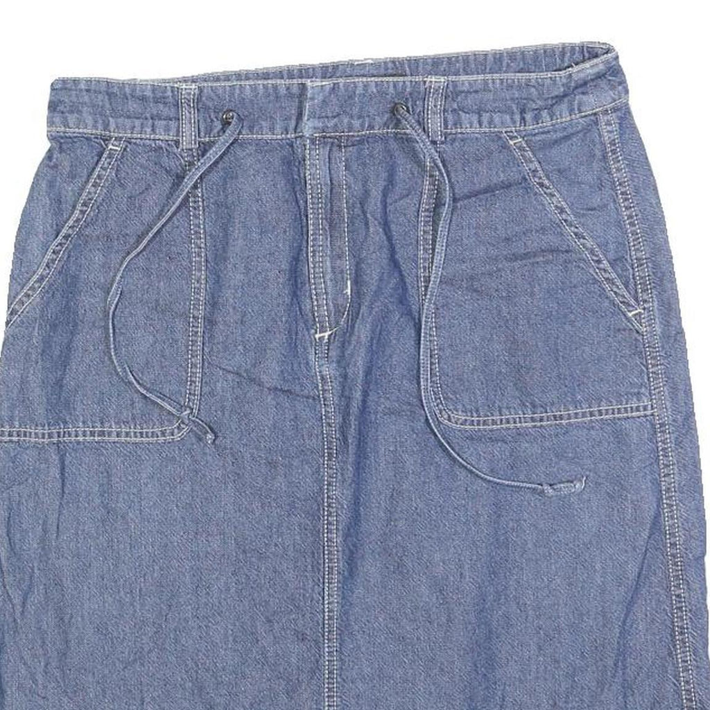EDDIE BAUER Womens Blue Denim A-Line Knee Length Cotton Blend Skirt M Casual