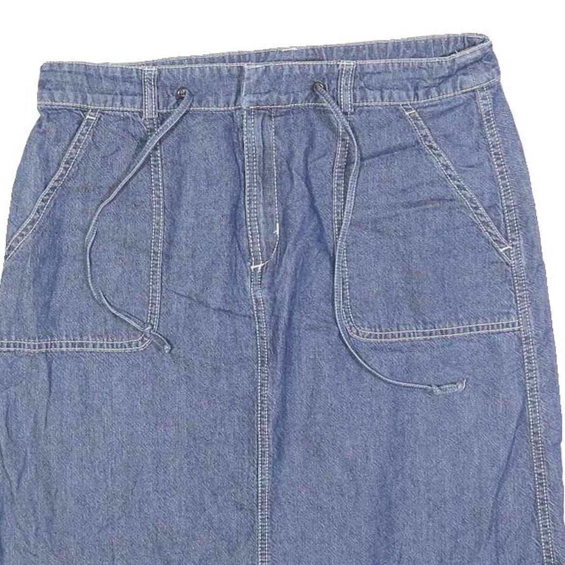 EDDIE BAUER Womens Blue Denim A-Line Knee Length Cotton Blend Skirt M Casual