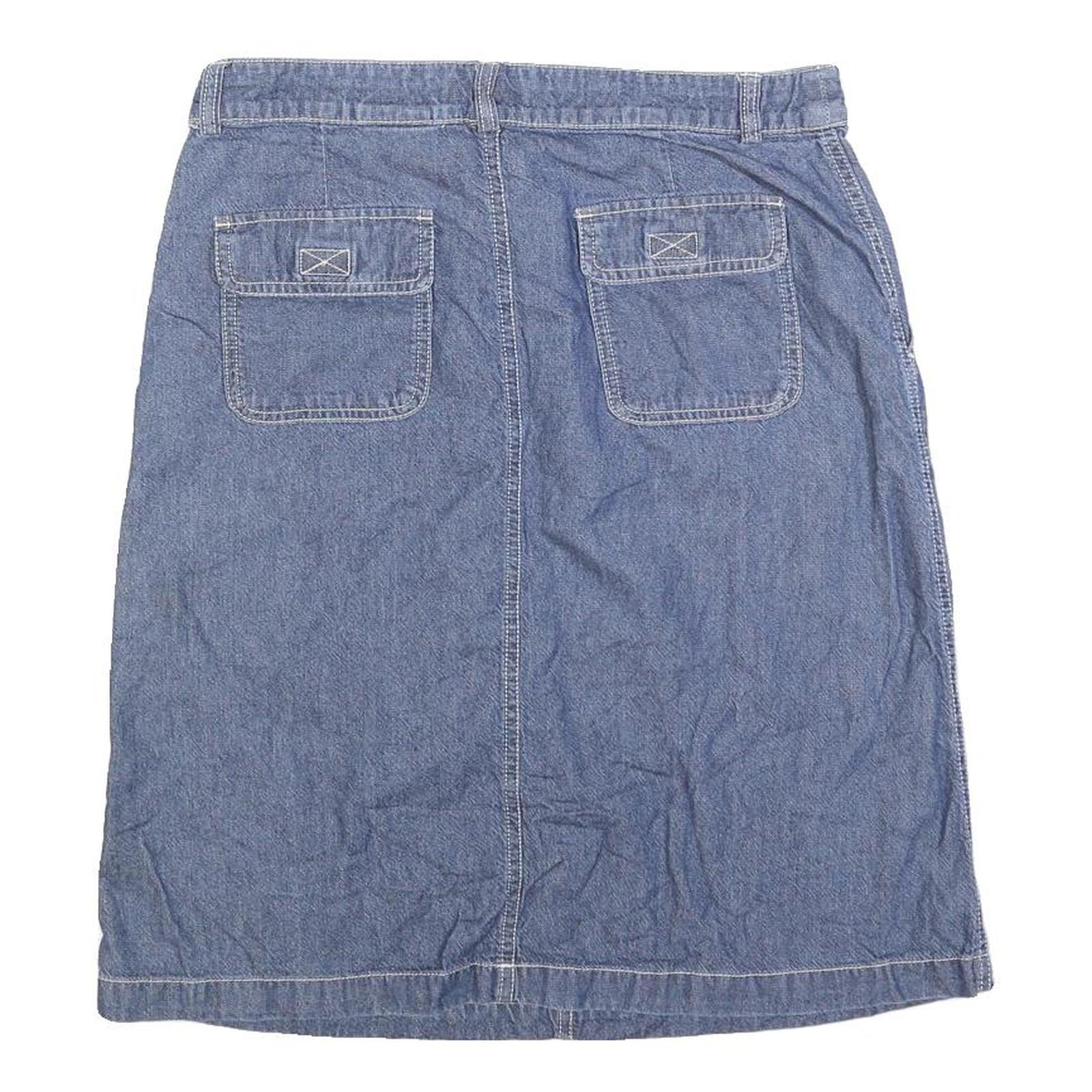 EDDIE BAUER Womens Blue Denim A-Line Knee Length Cotton Blend Skirt M Casual