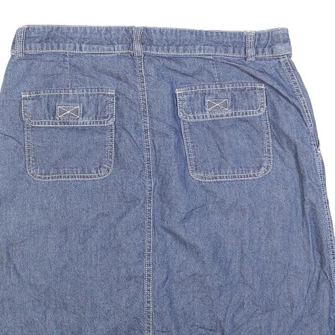 EDDIE BAUER Womens Blue Denim A-Line Knee Length Cotton Blend Skirt M Casual