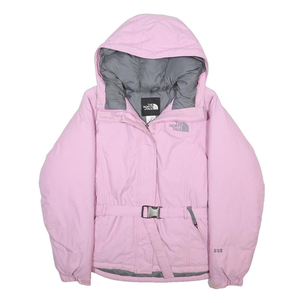 THE NORTH FACE Womens Pink & Grey Outdoor Jacket S Woven Zip Hooded 550