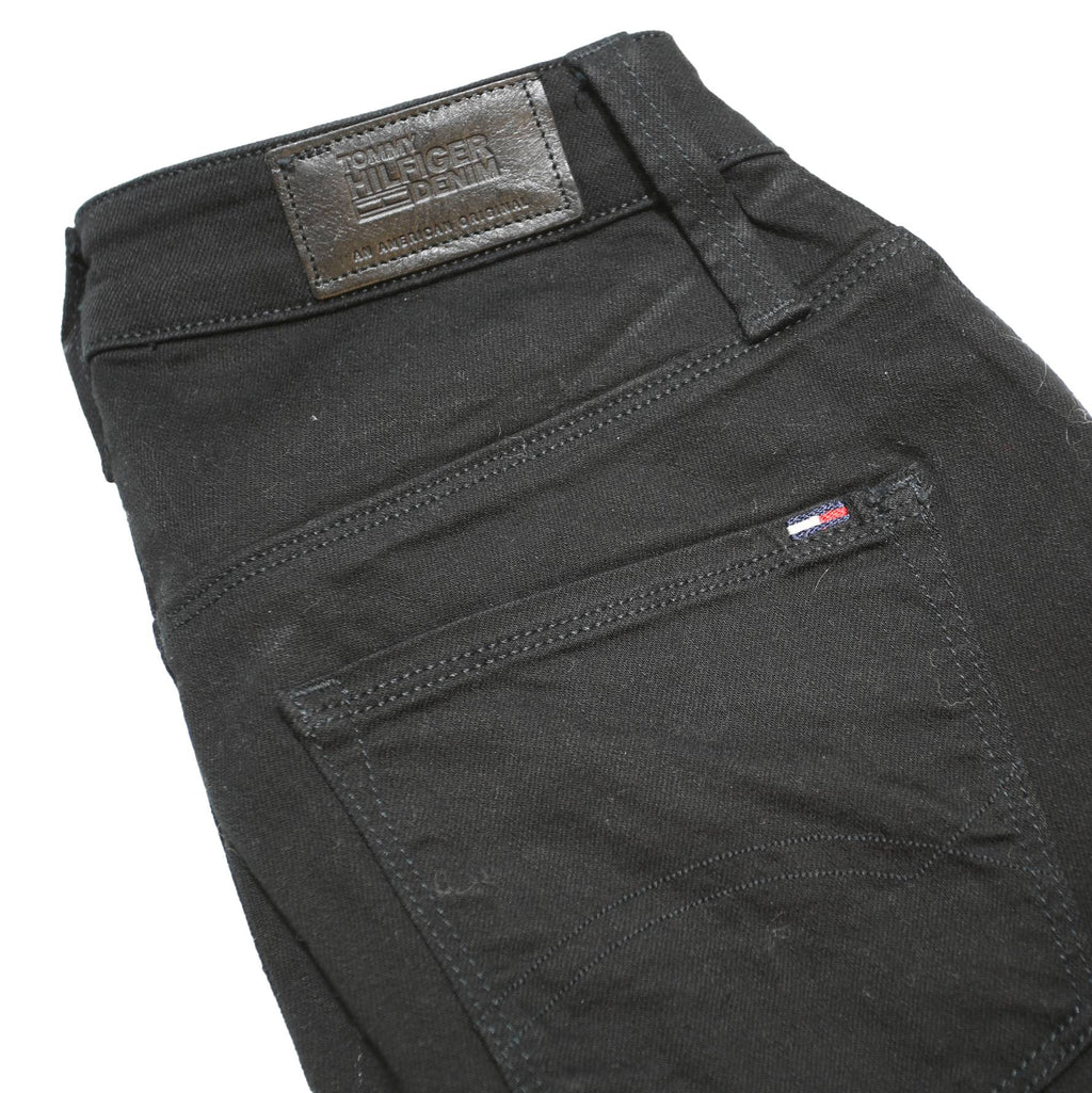 TOMMY HILFIGER Womens Black Slim Skinny Denim W25 L32 High Rise Jeans
