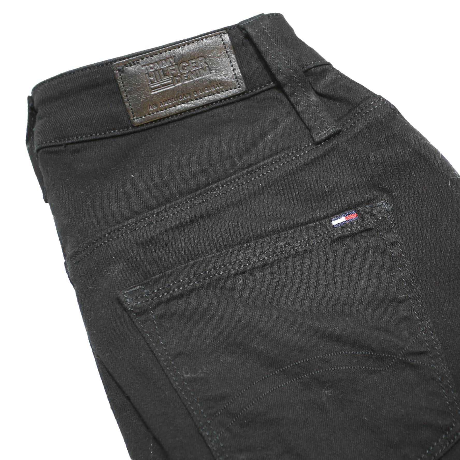 TOMMY HILFIGER Womens Black Slim Skinny Denim W25 L32 High Rise Jeans