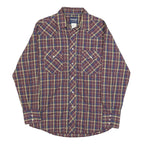 WRANGLER Mens Maroon & Blue Checked Shirt M Western Casual Cotton Blend