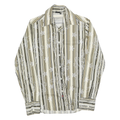 DIESEL Mens Beige & Green Striped Shirt M Cotton Blend Patterned Long Sleeve