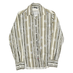 DIESEL Mens Beige & Green Striped Shirt M Cotton Blend Patterned Long Sleeve