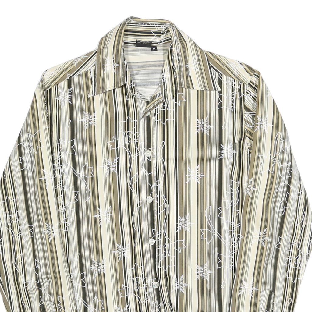 DIESEL Mens Beige & Green Striped Shirt M Cotton Blend Patterned Long Sleeve