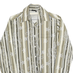 DIESEL Mens Beige & Green Striped Shirt M Cotton Blend Patterned Long Sleeve