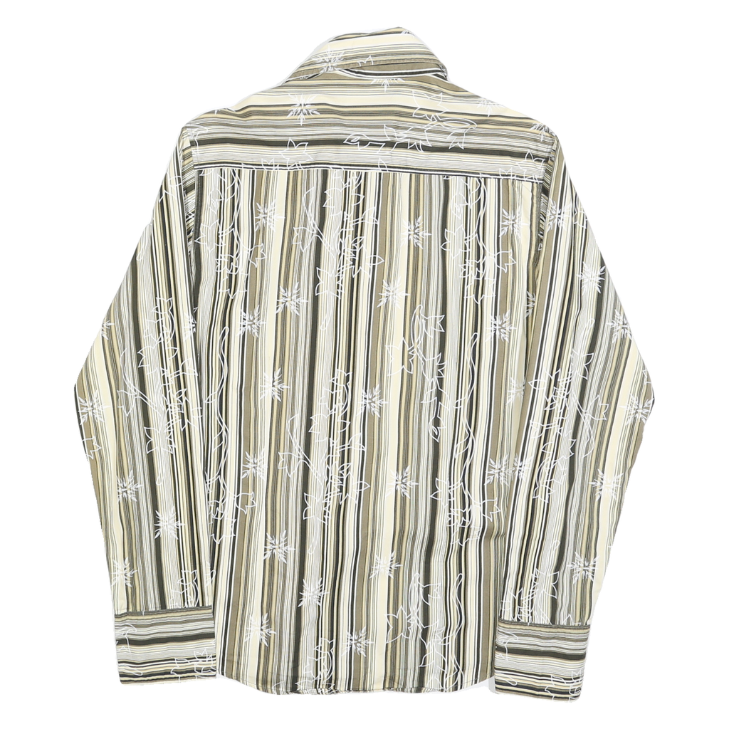 DIESEL Mens Beige & Green Striped Shirt M Cotton Blend Patterned Long Sleeve