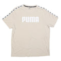 PUMA Mens Beige White Logo Short Sleeve Crew Neck Cotton Blend XL T-Shirt