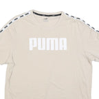 PUMA Mens Beige White Logo Short Sleeve Crew Neck Cotton Blend XL T-Shirt