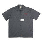 DICKIES Mens Grey Work Shirt L Polyester Blend Classic Button-Up Practical