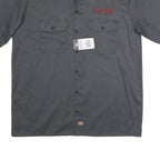 DICKIES Mens Grey Work Shirt L Polyester Blend Classic Button-Up Practical