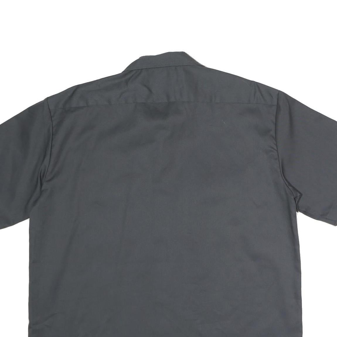 DICKIES Mens Grey Work Shirt L Polyester Blend Classic Button-Up Practical