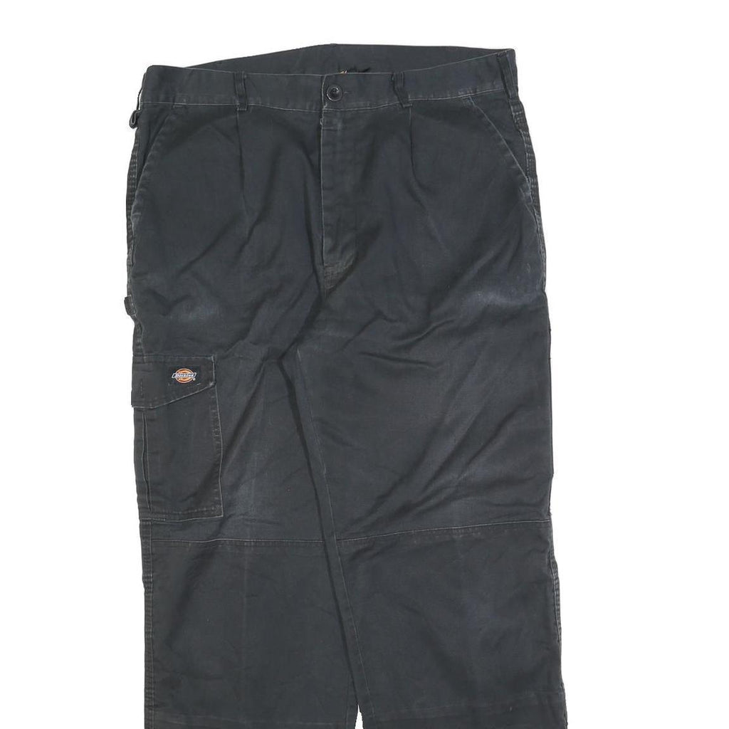 DICKIES Mens Cotton Blend Black Relaxed Straight Trousers W36 L32 Workwear Zip