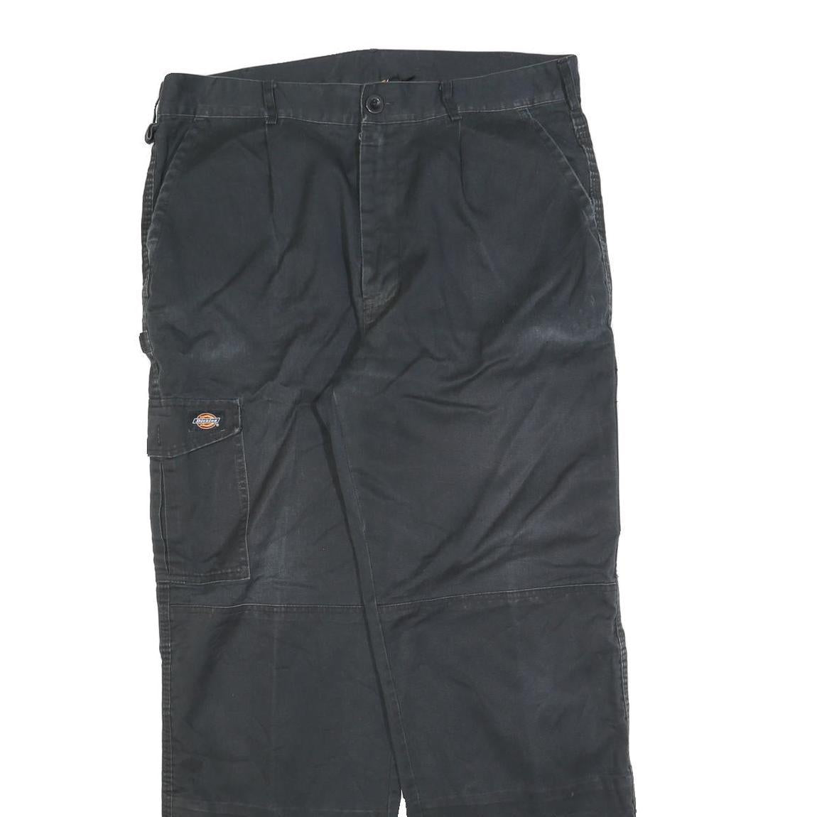 DICKIES Mens Cotton Blend Black Relaxed Straight Trousers W36 L32 Workwear Zip