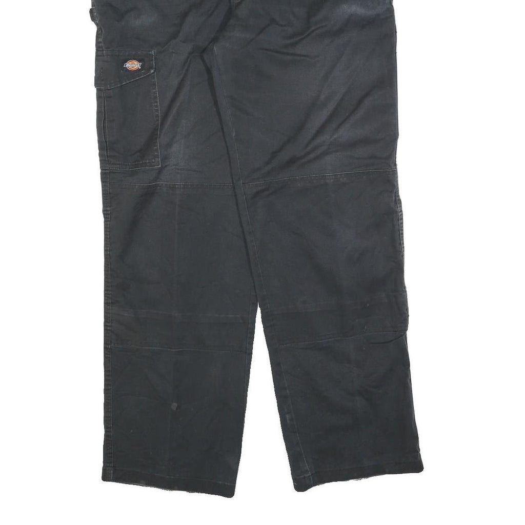 DICKIES Mens Cotton Blend Black Relaxed Straight Trousers W36 L32 Workwear Zip