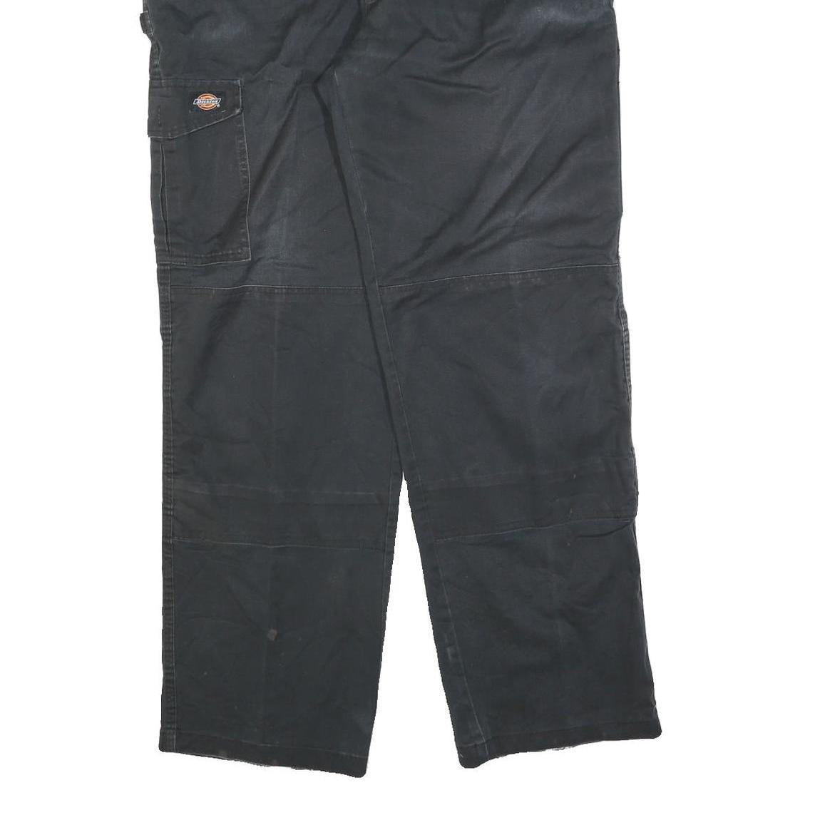 DICKIES Mens Cotton Blend Black Relaxed Straight Trousers W36 L32 Workwear Zip