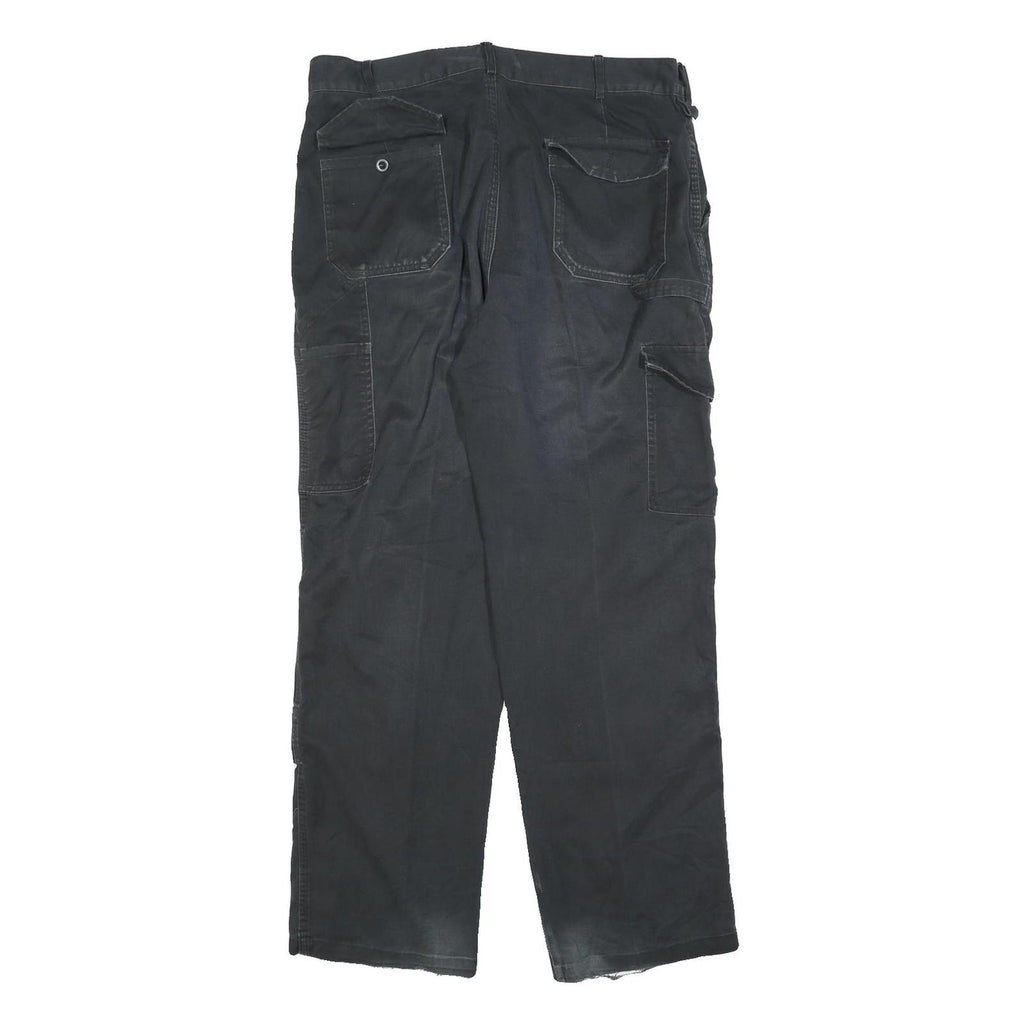 DICKIES Mens Cotton Blend Black Relaxed Straight Trousers W36 L32 Workwear Zip