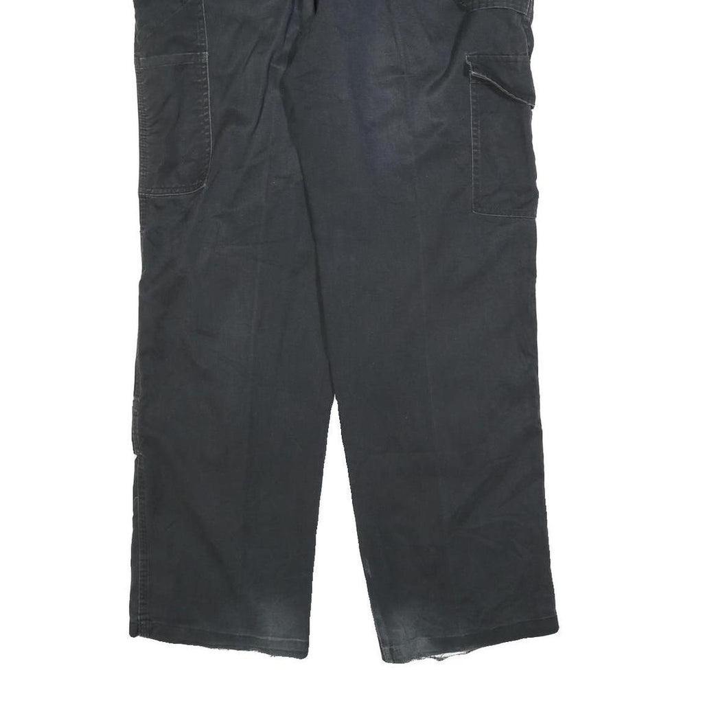 DICKIES Mens Cotton Blend Black Relaxed Straight Trousers W36 L32 Workwear Zip