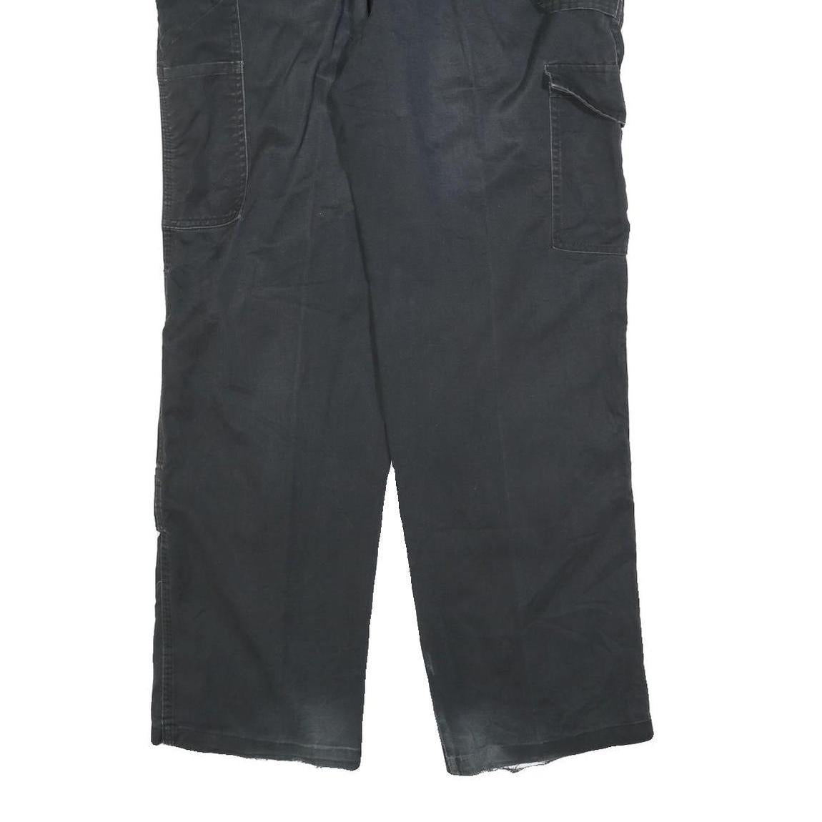 DICKIES Mens Cotton Blend Black Relaxed Straight Trousers W36 L32 Workwear Zip