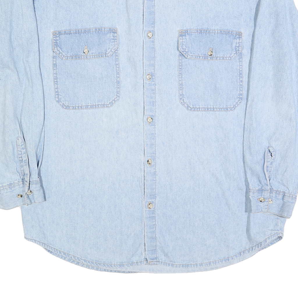 CALVIN KLEIN Mens Blue Denim Shirt L Classic Cotton Long Sleeve Button Pocket