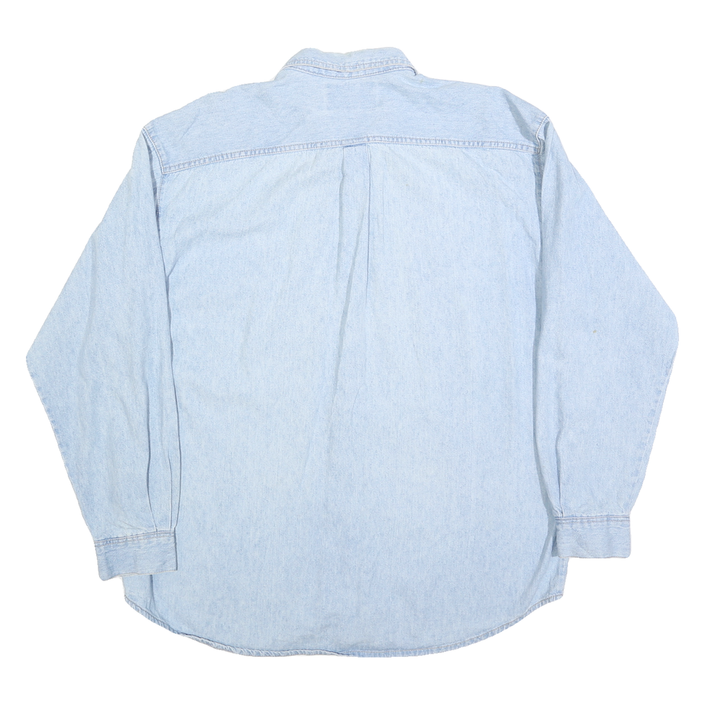 CALVIN KLEIN Mens Blue Denim Shirt L Classic Cotton Long Sleeve Button Pocket