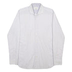TED BAKER Mens White & Grey Stripe Shirt M Classic Fit Button Down Collar