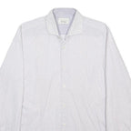 TED BAKER Mens White & Grey Stripe Shirt M Classic Fit Button Down Collar