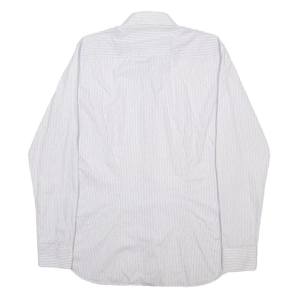 TED BAKER Mens White & Grey Stripe Shirt M Classic Fit Button Down Collar