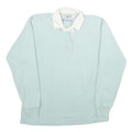 LAND'S END Womens Pale Blue & White Long Sleeve Plain M Cotton Polo Shirt
