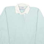 LAND'S END Womens Pale Blue & White Long Sleeve Plain M Cotton Polo Shirt