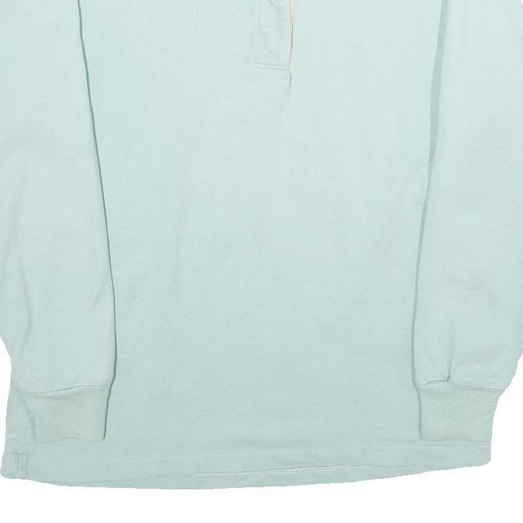 LAND'S END Womens Pale Blue & White Long Sleeve Plain M Cotton Polo Shirt
