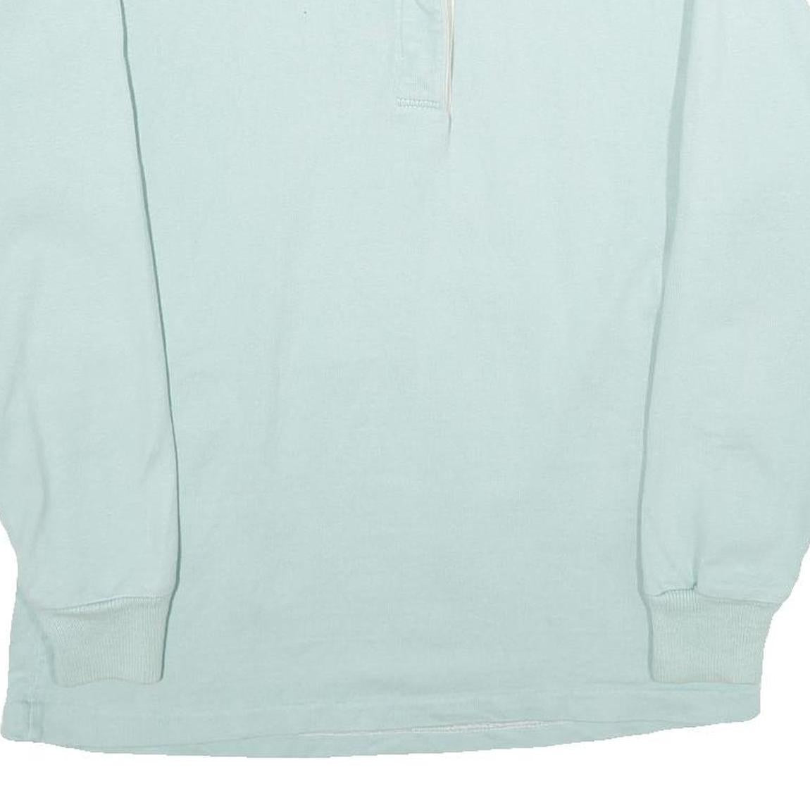 LAND'S END Womens Pale Blue & White Long Sleeve Plain M Cotton Polo Shirt