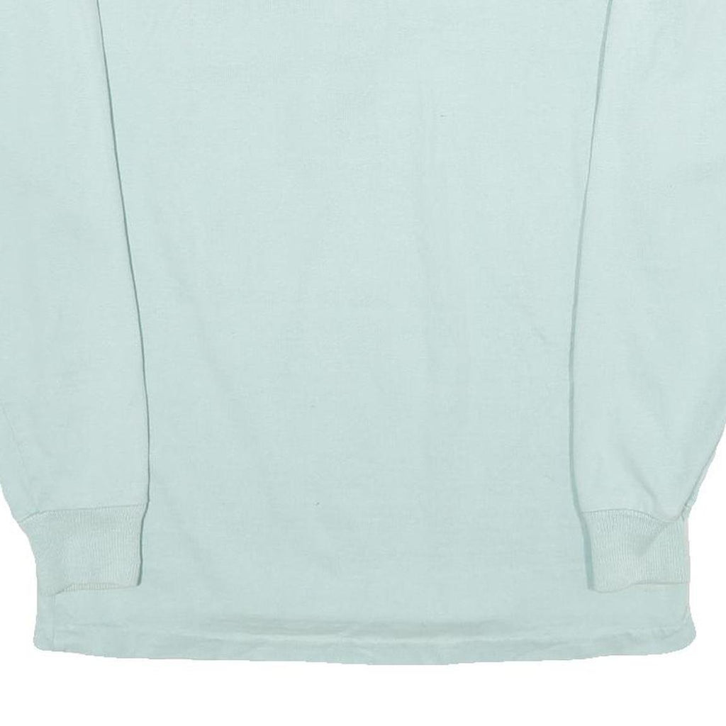 LAND'S END Womens Pale Blue & White Long Sleeve Plain M Cotton Polo Shirt