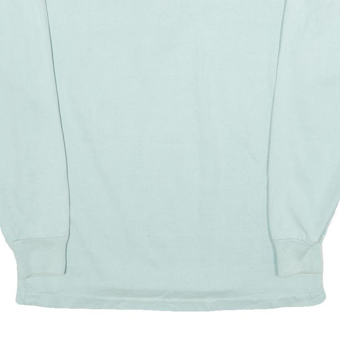 LAND'S END Womens Pale Blue & White Long Sleeve Plain M Cotton Polo Shirt