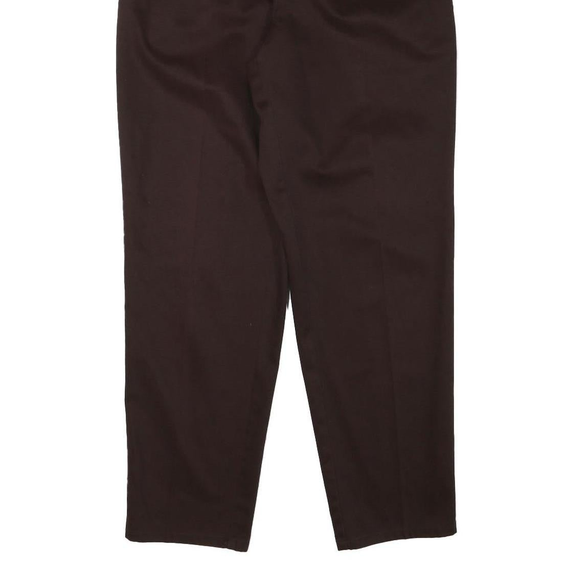 DRESSBARN Womens Cotton Blend Brown Relaxed Straight Trousers W30 L30 Formal