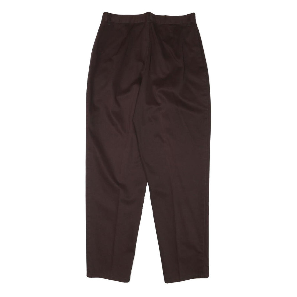 DRESSBARN Womens Cotton Blend Brown Relaxed Straight Trousers W30 L30 Formal