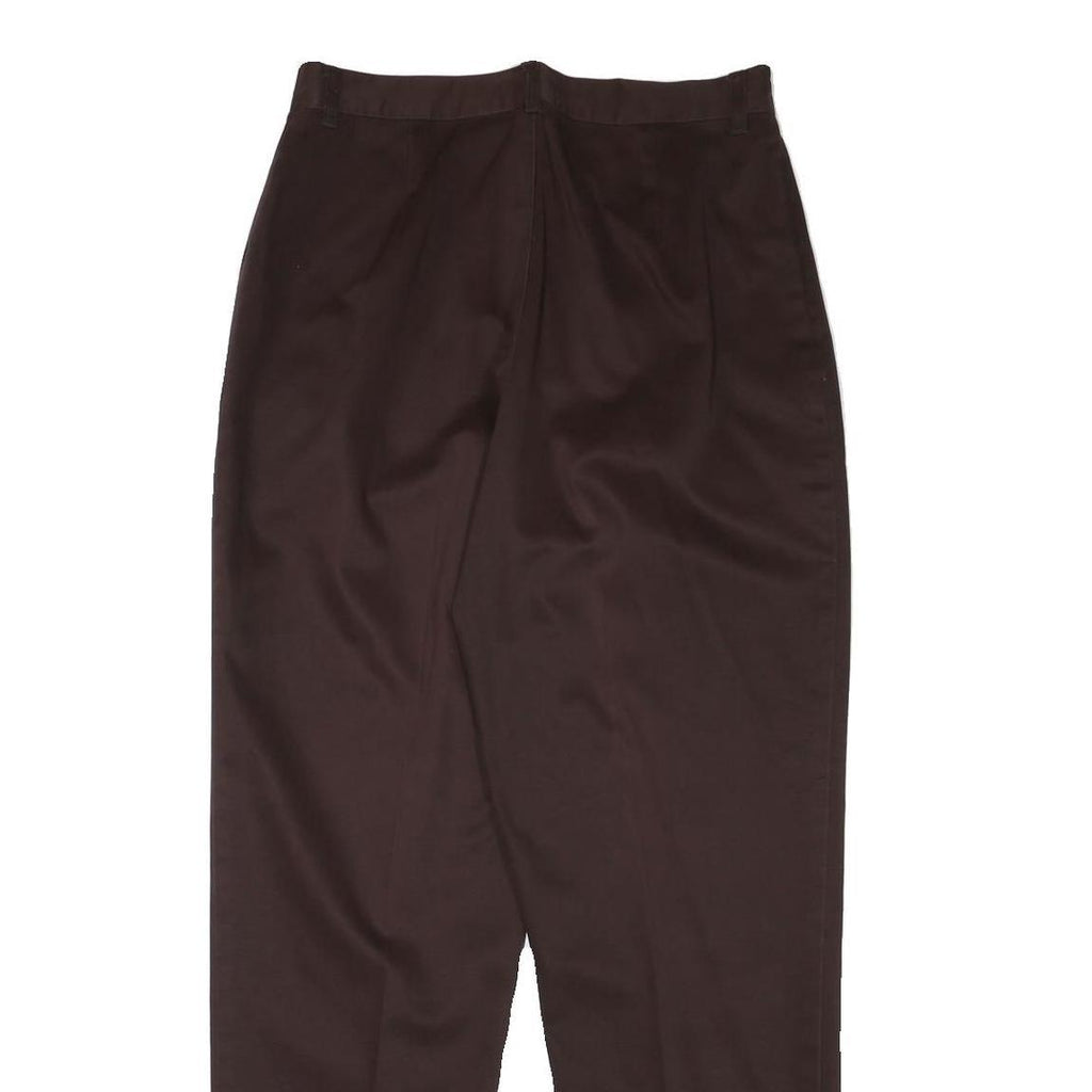 DRESSBARN Womens Cotton Blend Brown Relaxed Straight Trousers W30 L30 Formal