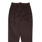 DRESSBARN Womens Cotton Blend Brown Relaxed Straight Trousers W30 L30 Formal