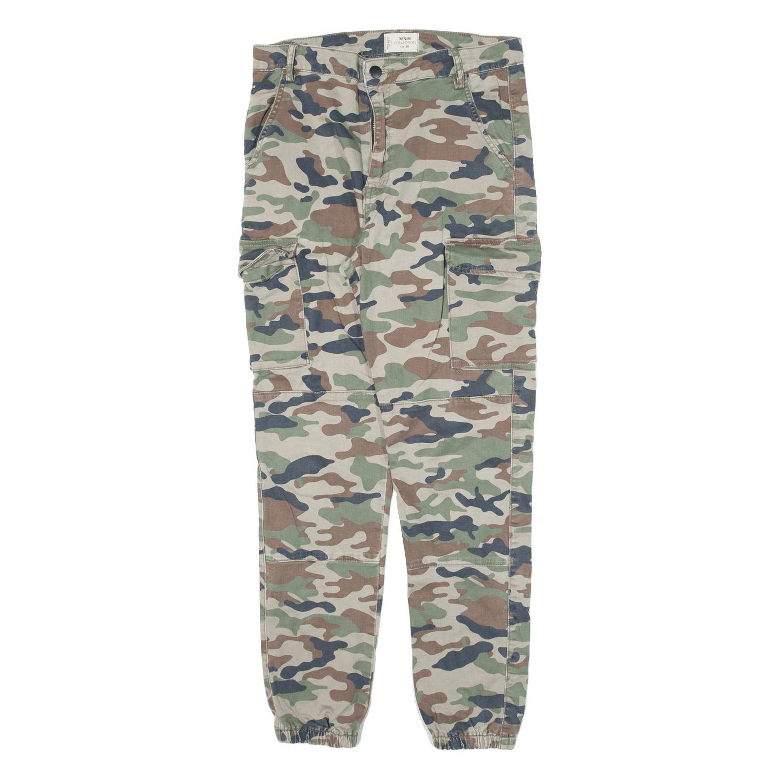 TAKKY WEIJL Cargo Camo Womens Trousers Green Slim Tapered W29 L26