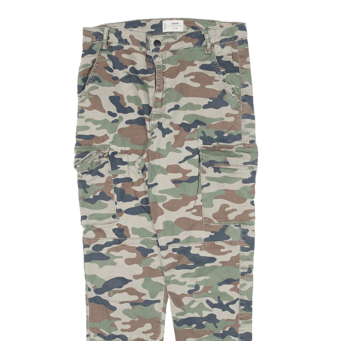 TAKKY WEIJL Cargo Camo Womens Trousers Green Slim Tapered W29 L26