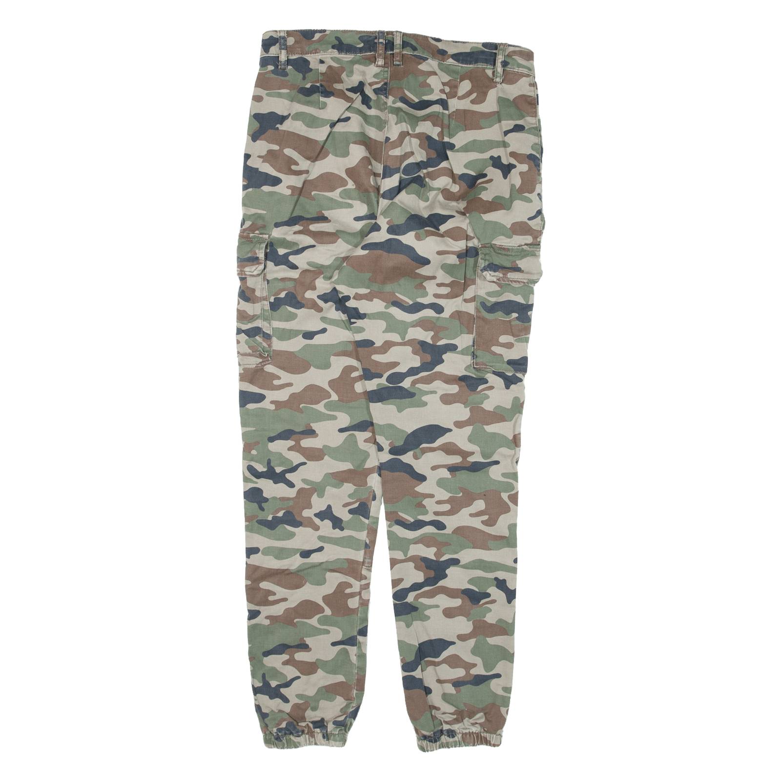 TAKKY WEIJL Cargo Camo Womens Trousers Green Slim Tapered W29 L26